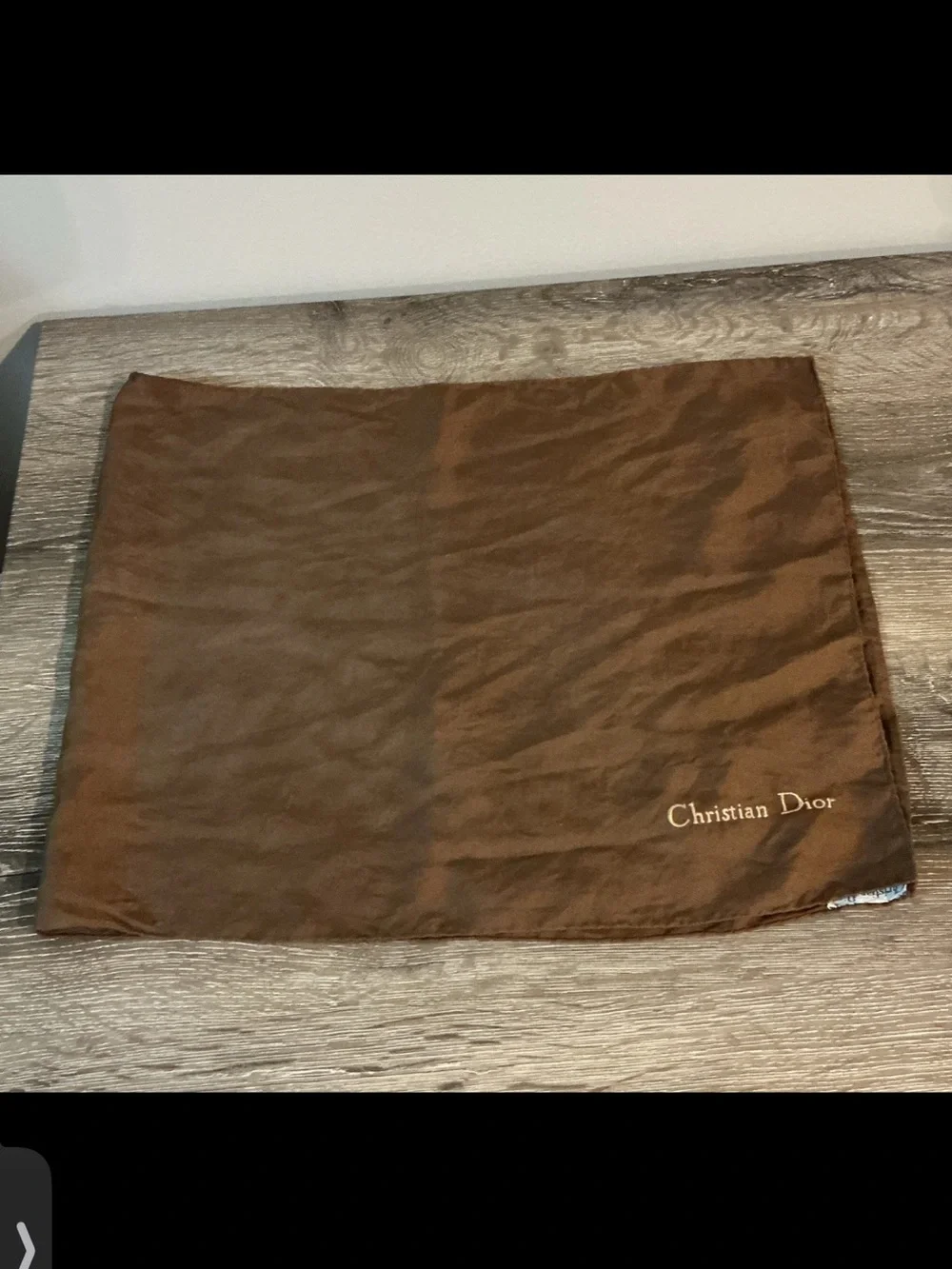 Christian Dior Small Brown Silk Scarf Classic Luxury 13” x 34” Goldtone Logo